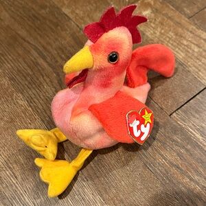 Ty Colorful Rooster Plush with Red and Yellow